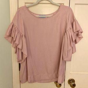 CeCe blush ruffled sleeve top.